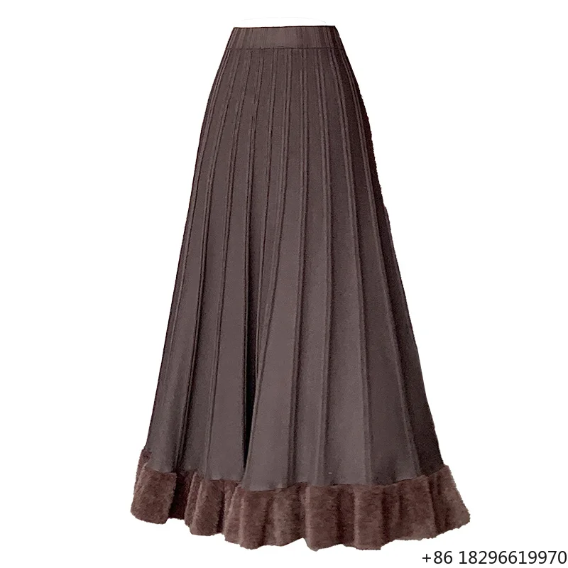 boutique-2025-women's-casual-a-line-skirt-solid-double-sided-thick-mesh-large-hem-new-pleated-knitted-design-autumn-winter