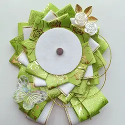 Green Ribbon Badge Rosette ,Ita Bags Accessories ,Anime Cosplay Crafts, Fill Backpack Decoration, Badge Holder Base Tray