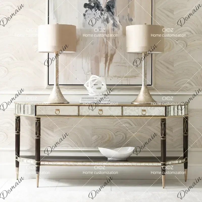RPS Modern Light Luxury Entrance Table Shelf Console Cabinet for Entryway Hallway Aisle End View Decoration Platform Bar Case H