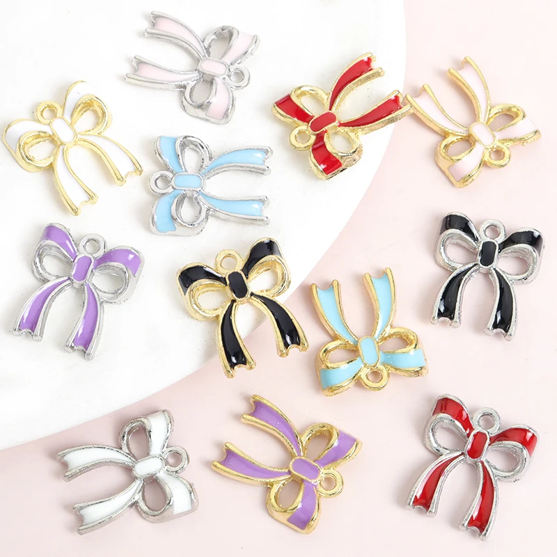 20pcs Multicolor Bow Tie Enamel Drip Oil Charms Cute Vibrant Bowknot Alloy Pendants for DIY Stylish Necklace Bracelet Earrings