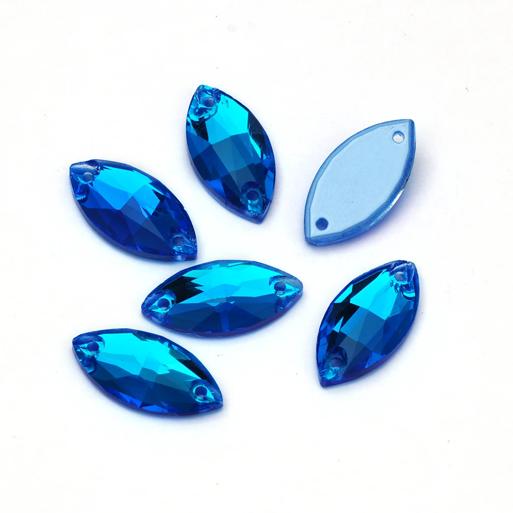 PUBRILEX Großhandel K9 Glas-Aufnähsteine mit Navette-Kanten und Facetten, DIY-Nähsteine mit flacher Rückseite für Kleidung, Taschen und Accessoires – Detail 12