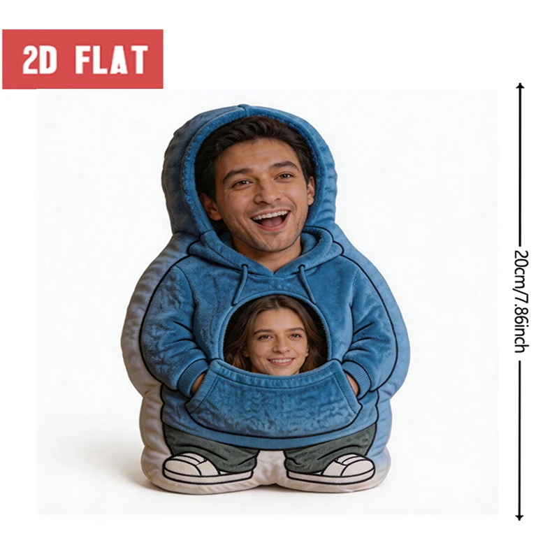 Personalized Photo Couple Hoodie Cushion Double-sided Printing Custom Two Faces Plush Pillow Creative Valentine Surprise Gift