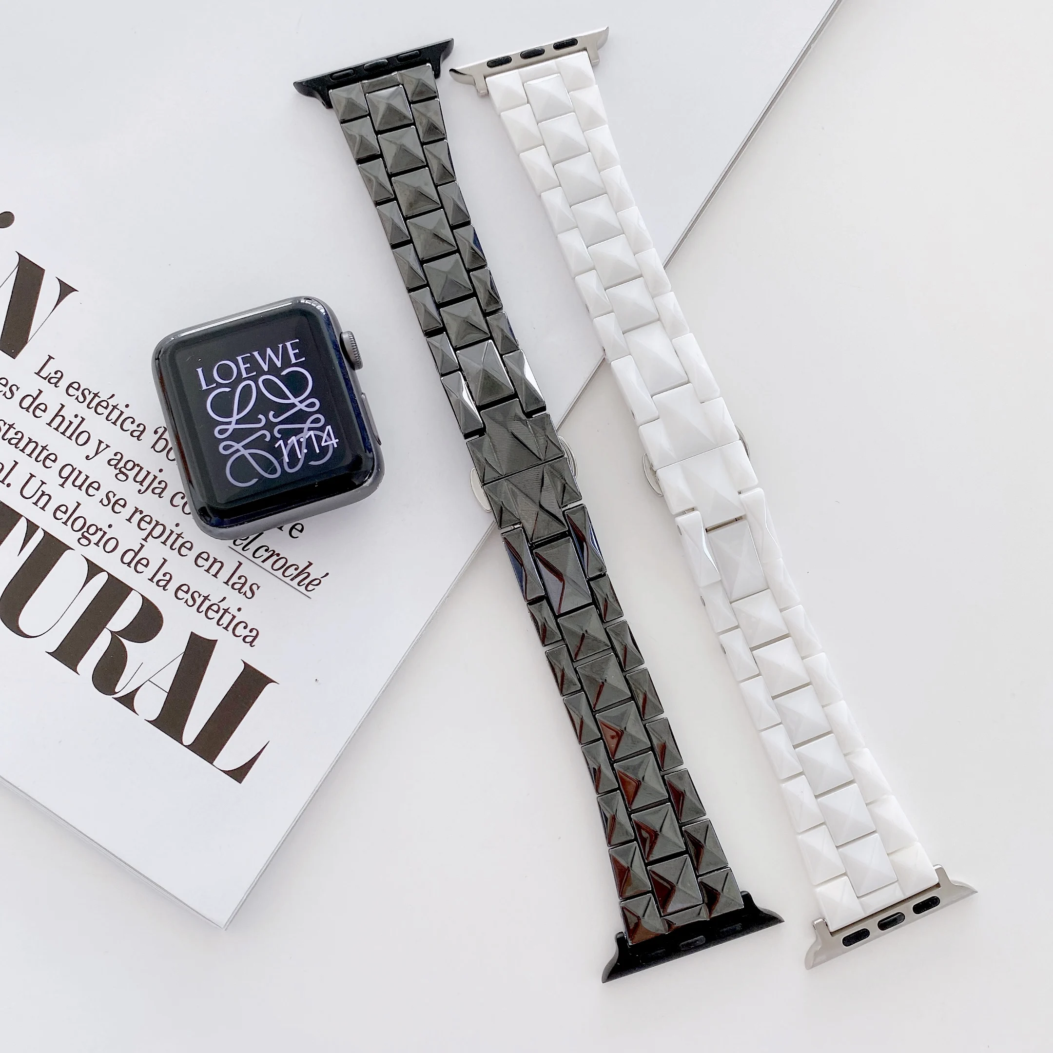 Ceramic Strap for Apple watch band Ultra 8 7 6 5 4 SE 49mm 45mm 44mm 41mm 40mm Men/Women metal bracelet strap for iwatch 3 42mm