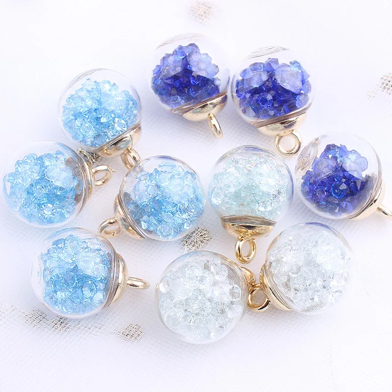 10Pcs Charms Star Sequins Transparent Glass Ball 16mm Pendants Crafts Making Findings Handmade Jewelry DIY for Earrings Necklace