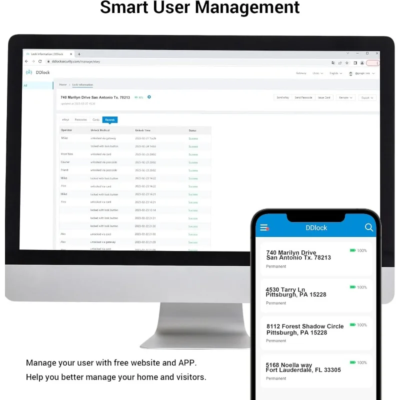 Smart Lock, Keyless Entry Door Lock Smart Locks for Front Door with App Control, Electronic Digital Lock with Touchscreen Keypad