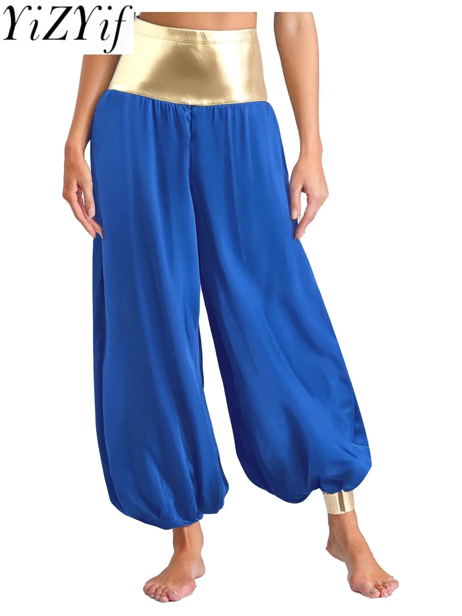

Women's Ancient Hippie Harem Pants High Waist Metallic Lantern Long Pants Arabian Indian Costume for Halloween Cosplay Trousers