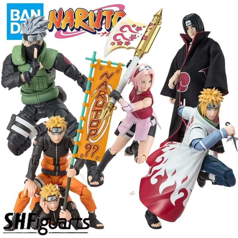 In Stock Bandai SHF Minato Namikaze ITACHI UCHIHA -NARUTOP99 Edition- Model Kit Anime Action Fighter Model Original Box Toy Gift