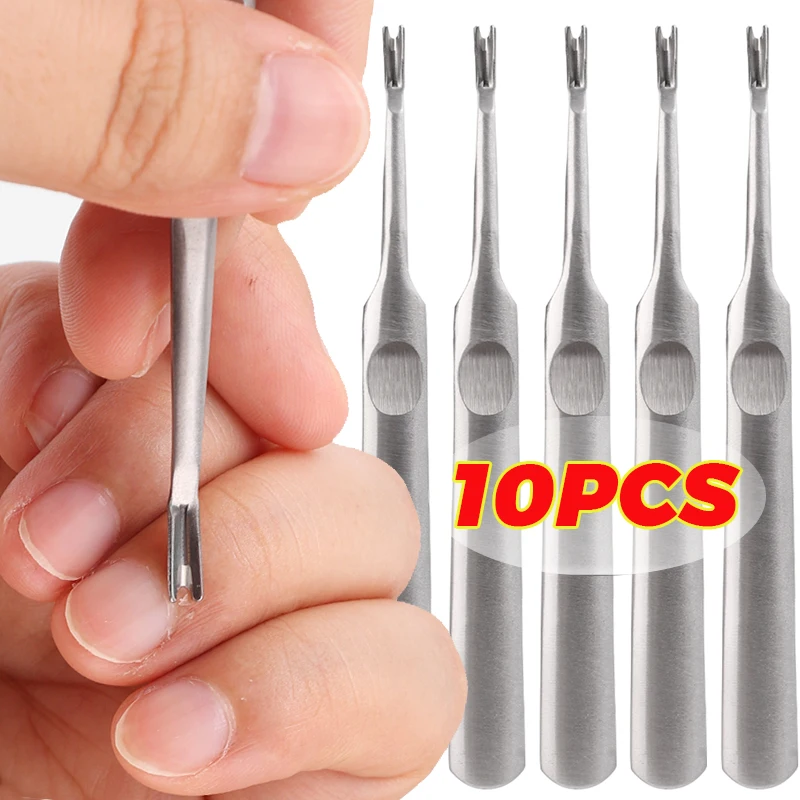 Fork Nail Art Dead Skin Remover 5/10pcs Stainless Steel Cuticle Pusher Trimmer Professional Pedicure Manicure Salon Nail Tools