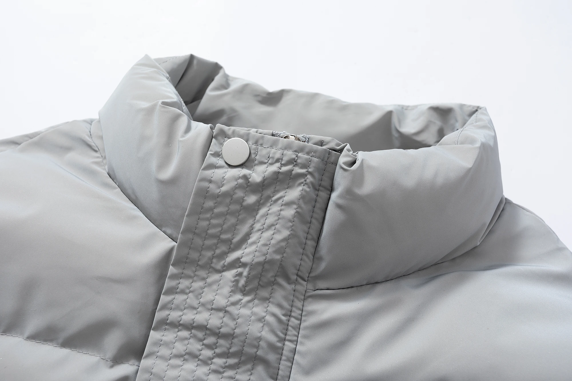 3XL الأمريكية الشارع الشهير الشتاء سترة الرجال النساء رشاقته الوقوف طوق سترة منفوخة موضة عادية فضفاض بلون سستة معاطف #2