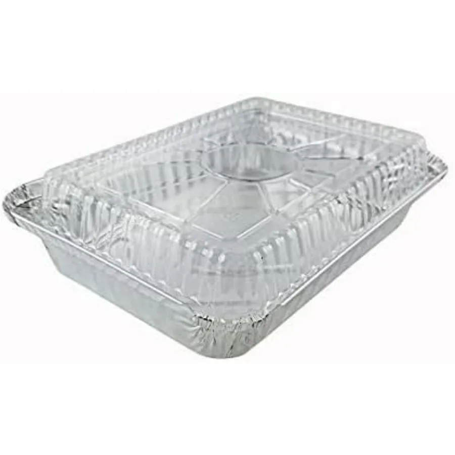 

9 × 13 обычных алюминиевых одноразовых сковородок половинного размера с купольными крышками, 3 шт., сервировочная посуда в подарок: идеально подходят для выпечки и запекания