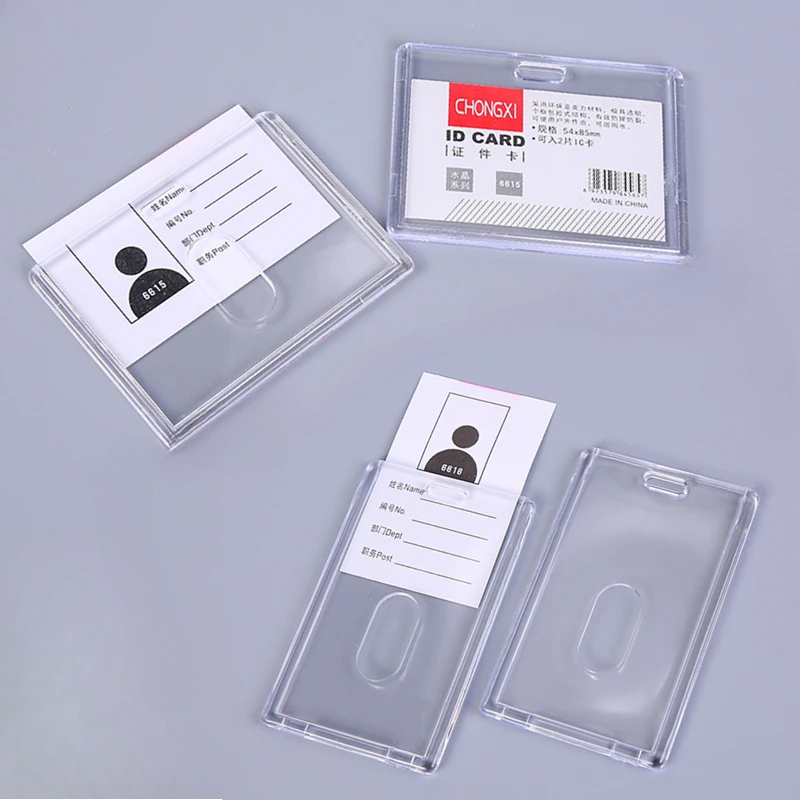 Acrílico nome id tag titular do cartão caso de permissão de trabalho para passagem pessoal cartão de trabalho cobre manga crachá titular protetor de cartão de crédito