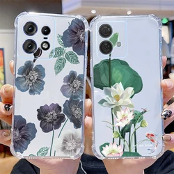 EDGE 40 Neo Elegant Flower Transparent Phone Case For Motorola Moto Edge 40 30Neo 30 50Pro 30Pro 40Neo E13 E22 E32 E20 E7 Cover