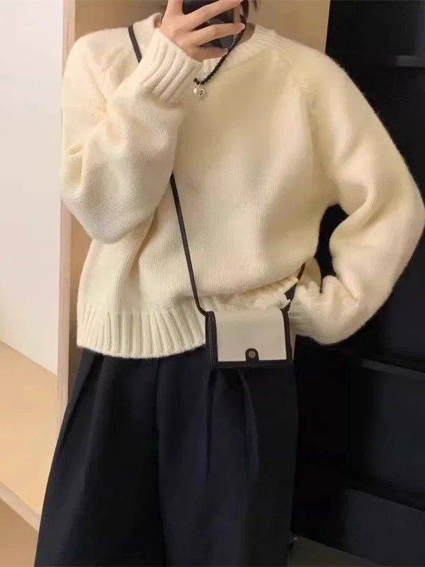 캔디 컬러 여성용 스웨터 루즈핏 편안한 소프트 니트 탑 트렌디한 한국 스타일 가을 겨울 패션 레이지 걸 필수템