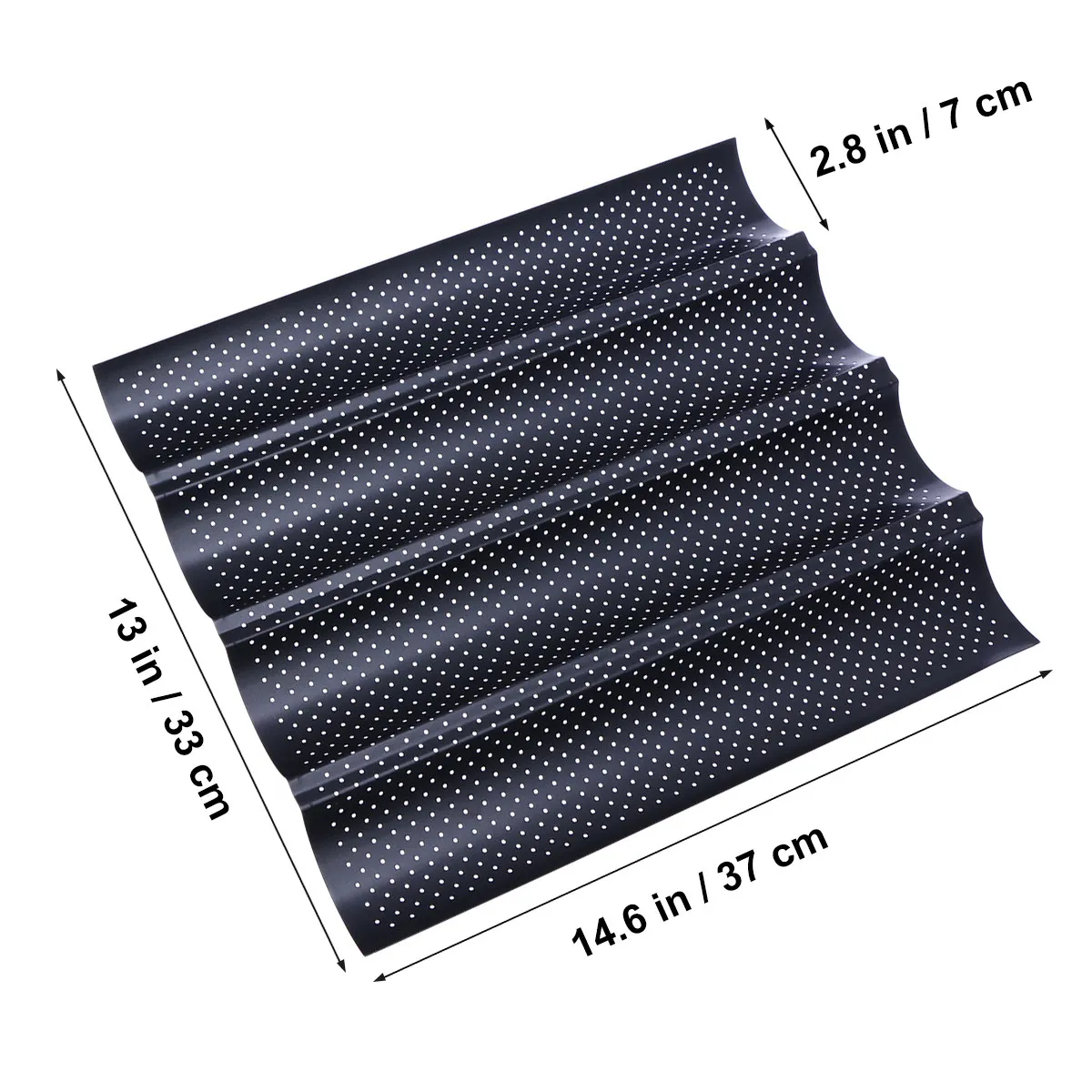 Perforated Baking Pan Mold 4 Loaves Black French Bread Crisp Crust Non Stick Heat Resistant Pans for Baking Pan