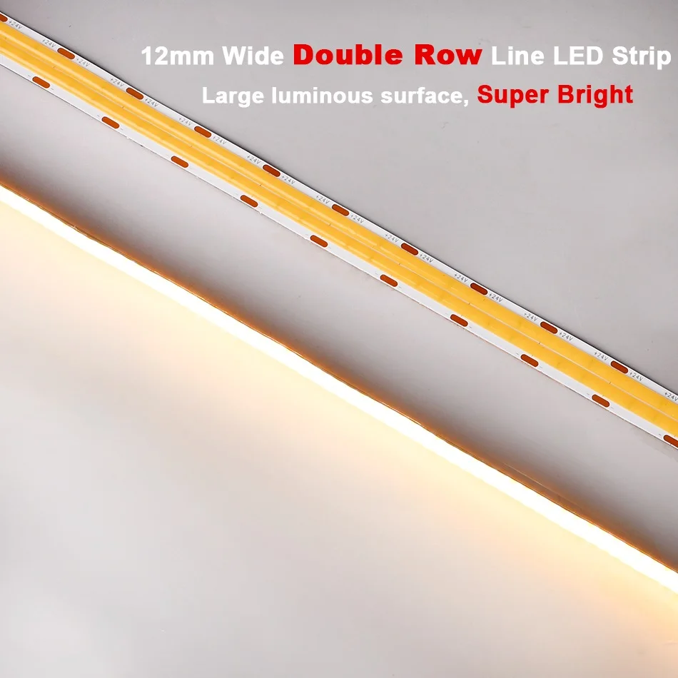 Superheller COB-LED-Streifen, 2000 lm/m, zweireihig, 600 LEDs/m, flexibel, dimmbar, LED-Band, RA90, 3000 K, 4000 K, 6500 K, 24 V, Küchenbeleuchtung – Detail 3