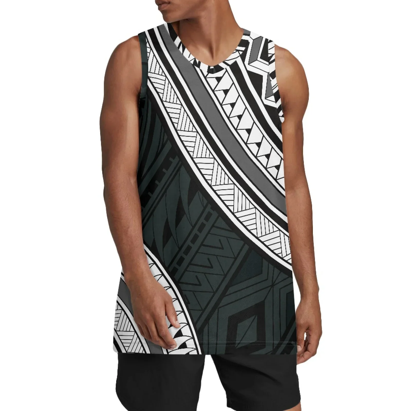 Polynesian Tribal Pohnpei Totem Tattoo Prints Men's Halloween Costume Basketball Jersey Hip Hop Clothing for Party S-4XL Luxury