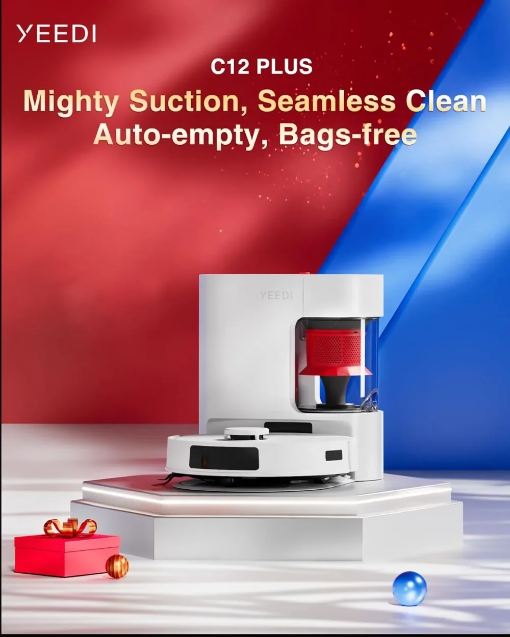 Plus Robot Vacuum and Mop 8000Pa Strong Suction 7-Week Dust Storage Bagless Dust Bin PureCyclone Tech ZeroTangle Brush