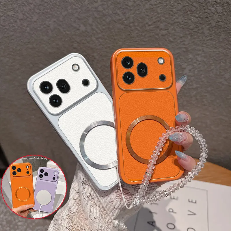 Luxury Vintage PU Lychee Leather with Magnetic Circle Crystal Beaded Strap TPU Phone Case For Honor 600 Pro Lite Back Cover