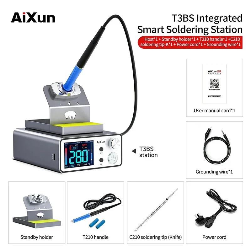 Stazione di saldatura JC AIXUN T3AS 200W T3BS 75W con saldatore elettrico T115/T210/T245 per strumenti di riparazione SMD BGA per telefono cellulare