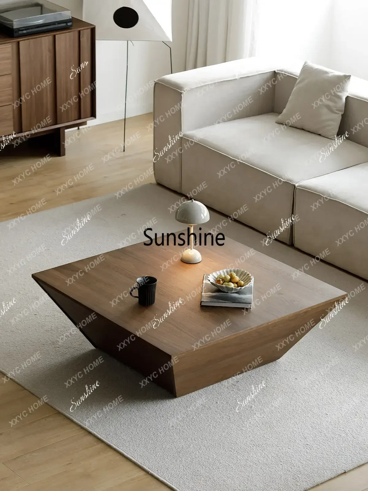 Medieval wabi-sabi wind solid wood coffee table creative special-shaped living room combination furniture   FT