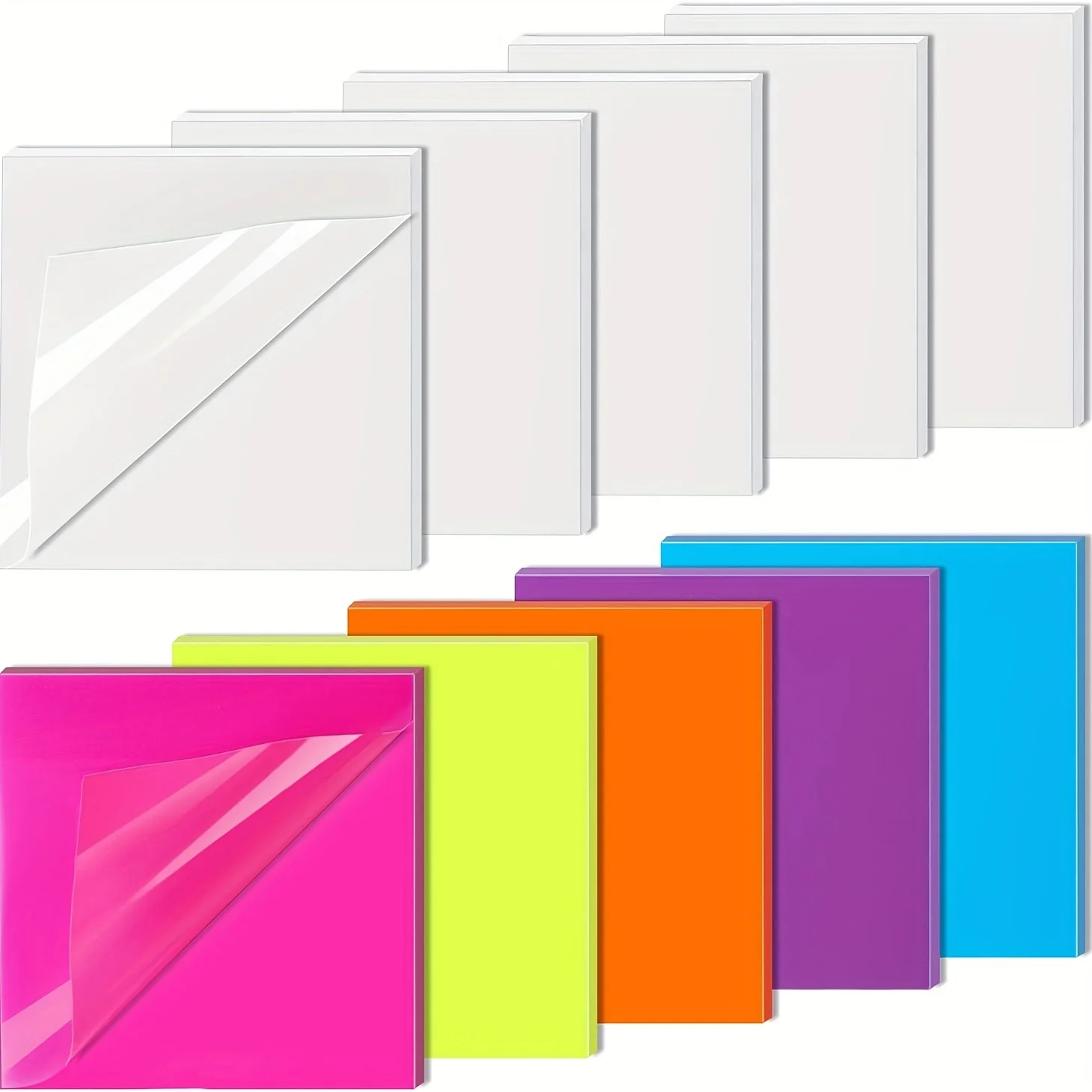 Transparent Sticky Notes 10 Pack,3X3 Inch,See Through Sticky Notes For Book Annotation,Invisible,Self-Adhesive 500 Sheets