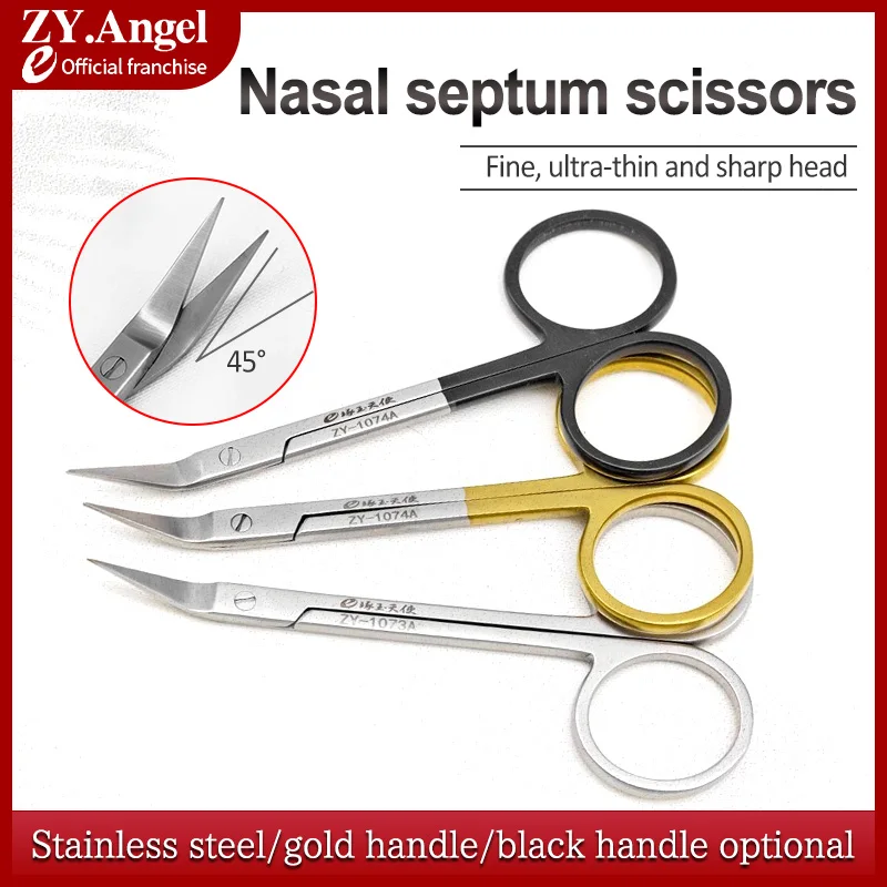 Nasal Septum Scissors 45 Degree Inclined Nose Cosmetic Instrument Inclined Scissors Nasal Surgical Tool