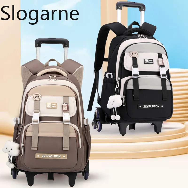 

Kids Rolling Backpack Children Waterproof School Bag with Wheels Middle School Trolley Luggage Back Pack Women Wheeled Backpack