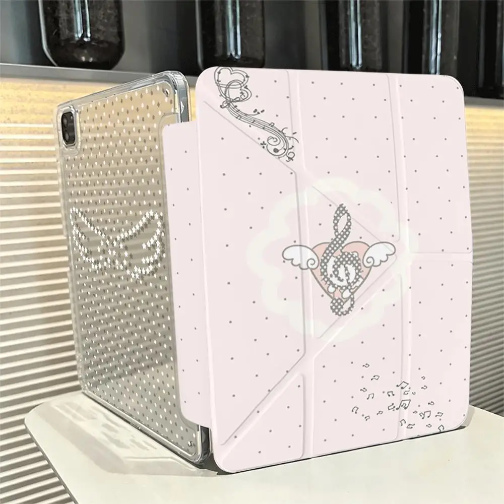 Korean Wave Point Note Wings iPad Case For iPad Pro 11 13in 2025 iPad Pro 12.9in Air7 10th 11th M4 M5 3Y Fold Protective Cover