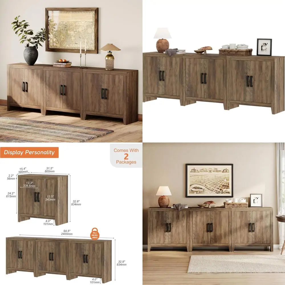

Тумба под телевизор Rustic Wood 85 с 6 местами для хранения вещей для гостиной и прихожей