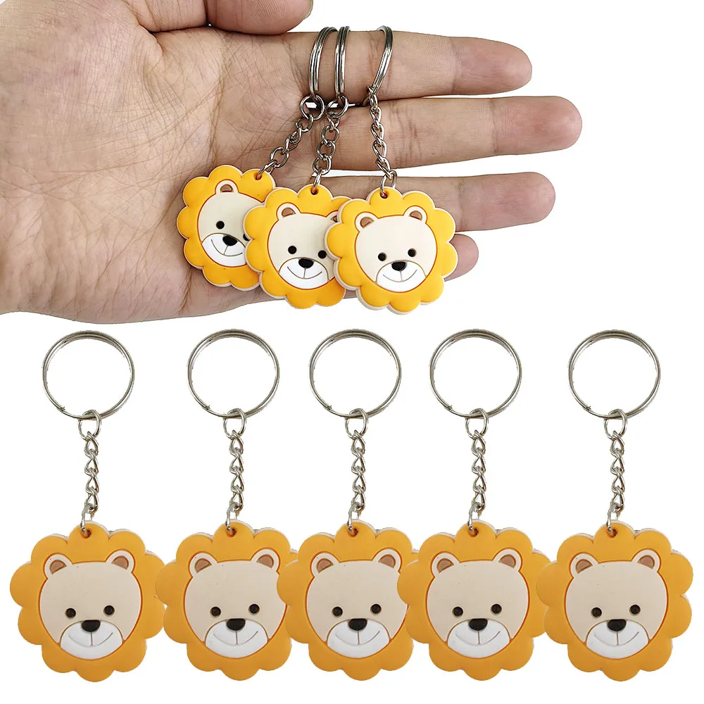 سلاسل مفاتيح على شكل حيوانات الغابة للفتيان والفتيات ، سلاسل مفاتيح على شكل حيوانات سفاري ، ديكور استحمام الطفل ، ديكور عيد الميلاد ، 6 من حديقة الحيوان