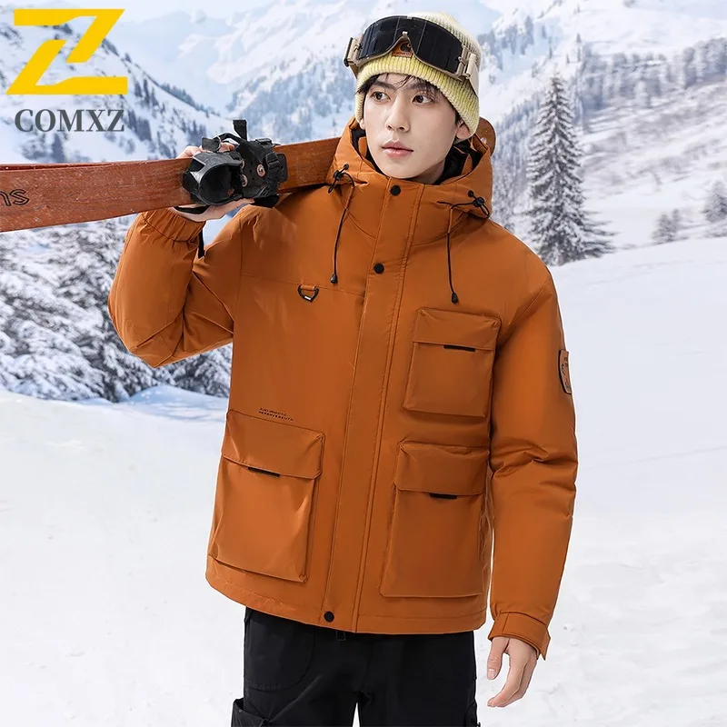 COMXZ Men Bread Jacket Classic Hooded Workwear Waterproof Thick Warm Adventure Padded Jacket Street High-Quality Winter Jacket