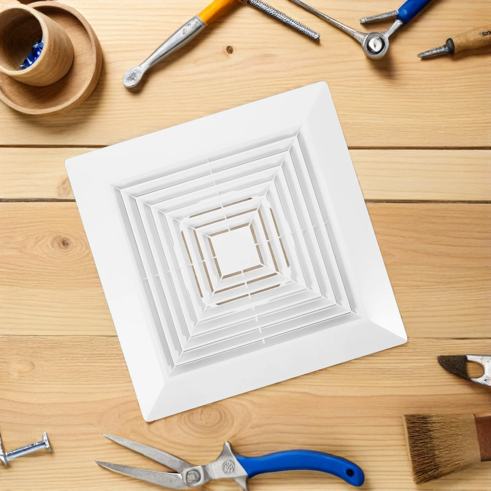 12x12インチ角型天井ディフューザー、浴室換気扇交換用プラスチックグリル、スプリング付き、換気排気口用