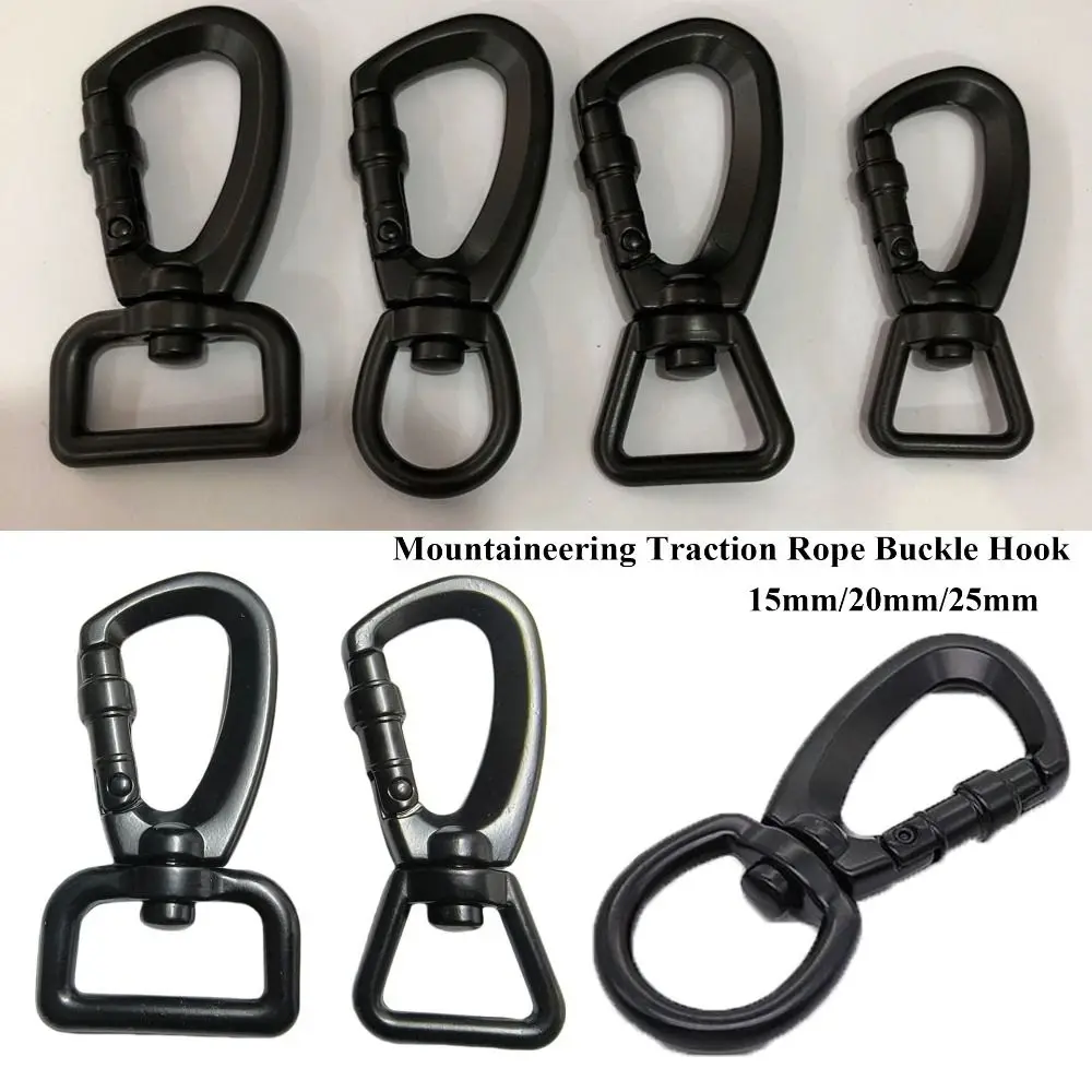 High Quality D Shape Climbing Carabiner Black 15mm/20mm/25mm Swivel Mountaineering Hook Safety Lock Outdoor Tool