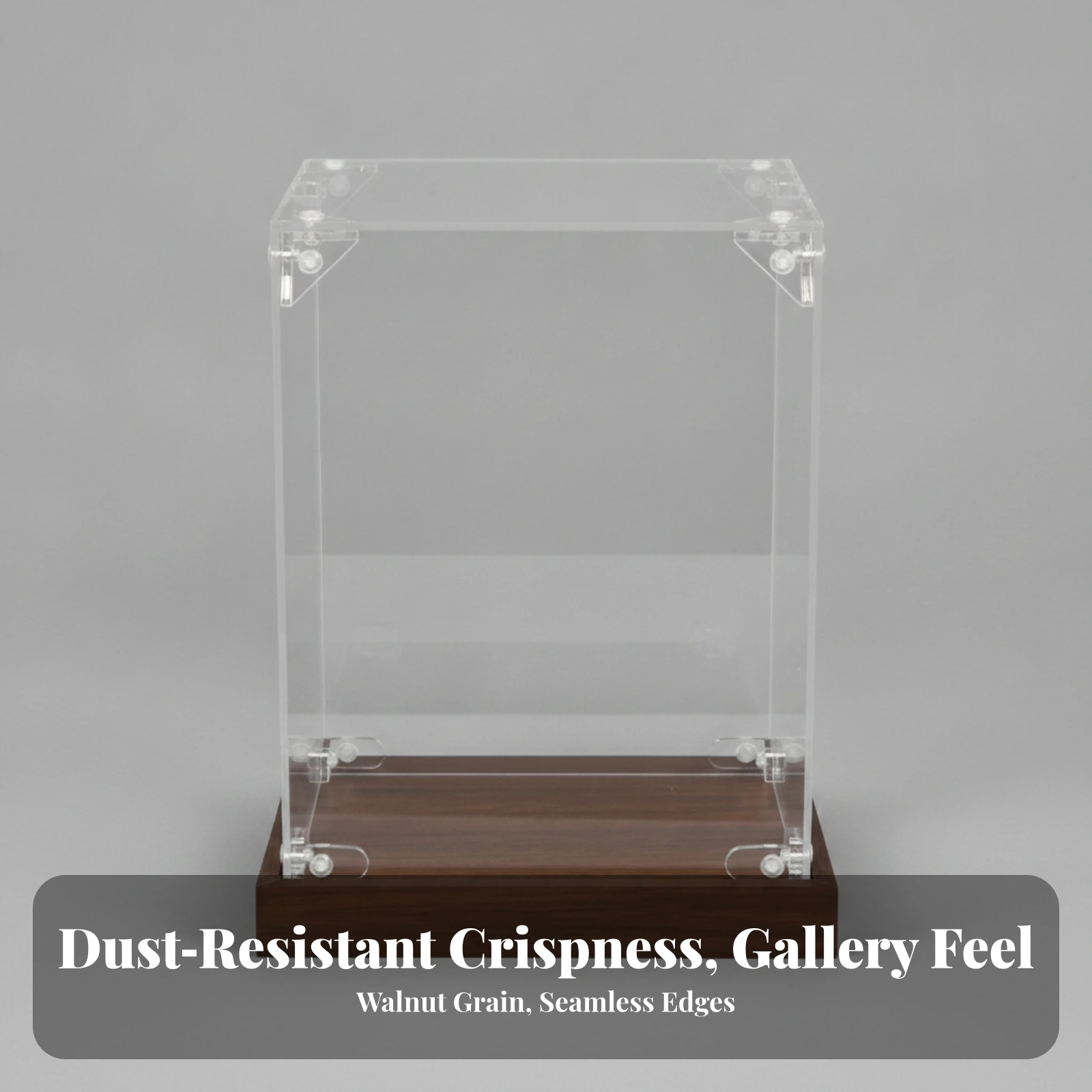 Bild 4: Acryl-Vitrine mit Holzsockel, staubdichte Acryl-Ausstellungsbox mit Holzunterlage, schützend und glatt, für Sammler, Zuhause, Regal