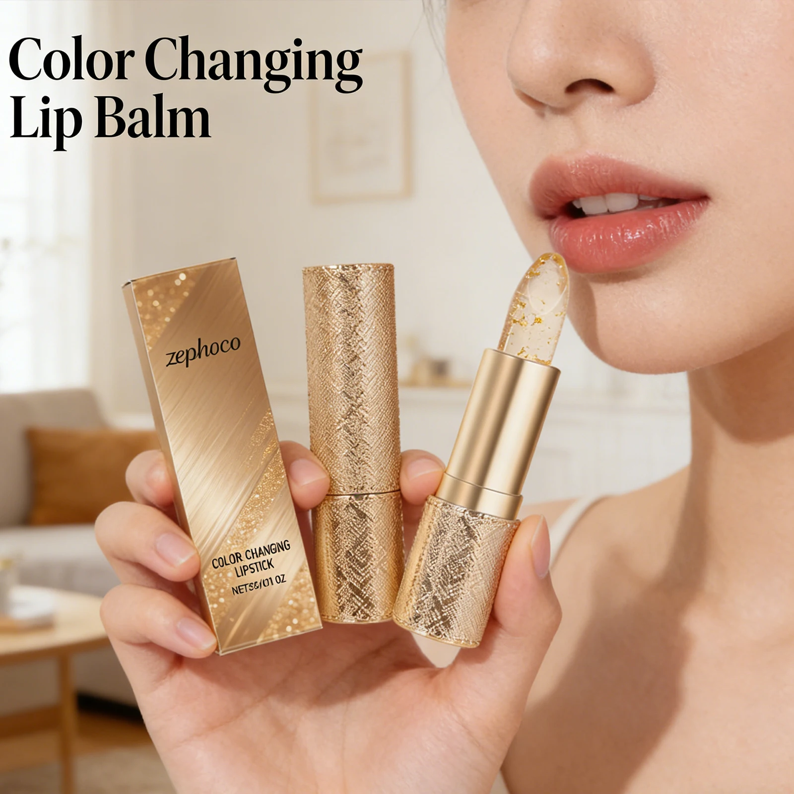 Zephoco Moisturizing Color Changing Lip Balm Smooth Texture Natural Glass Lip Hydrating Lip Care Plump Looking Daily Lip Care