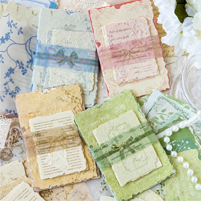 ورق مادة منقوش عتيق مكون من 30 ورقة، ديكور قديم لحساب اليد وسجل القصاصات