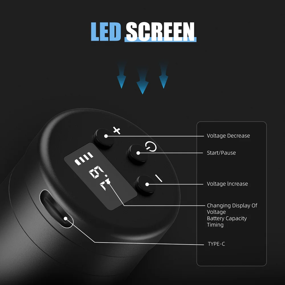 DQFART T1 3Colors LED 1500mAh Electric Wireless Tattoo Ren Blue Soap Tattoo Ink Tattoo Needle Professional Tattoo Artist