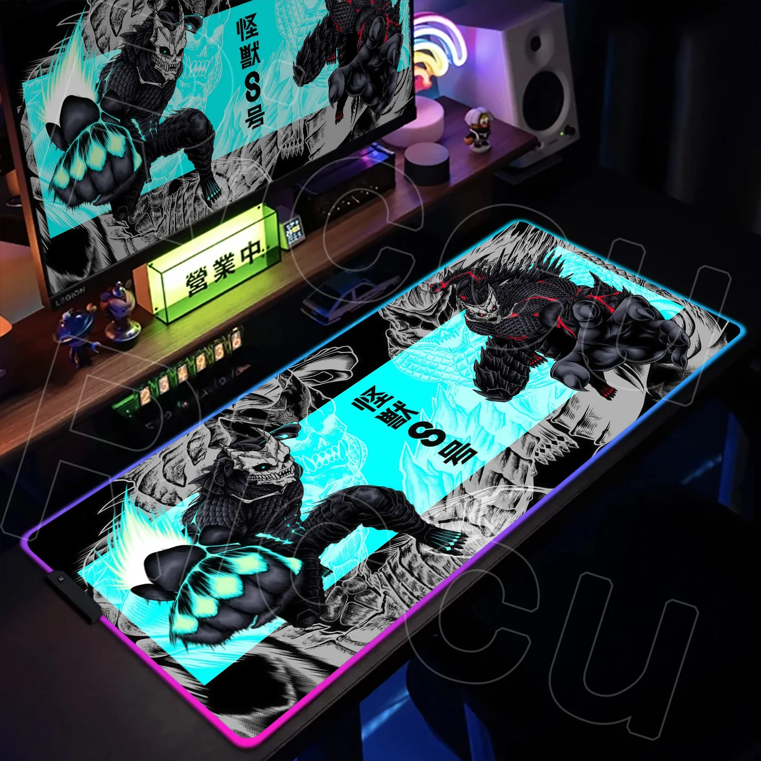 

RGB XXL Anime 1000X500mm Mouse pad Large Gaming K-Kaiju No. 8 LockEdge Rubber accessories Computer Keyboard Table LED Desk Mats