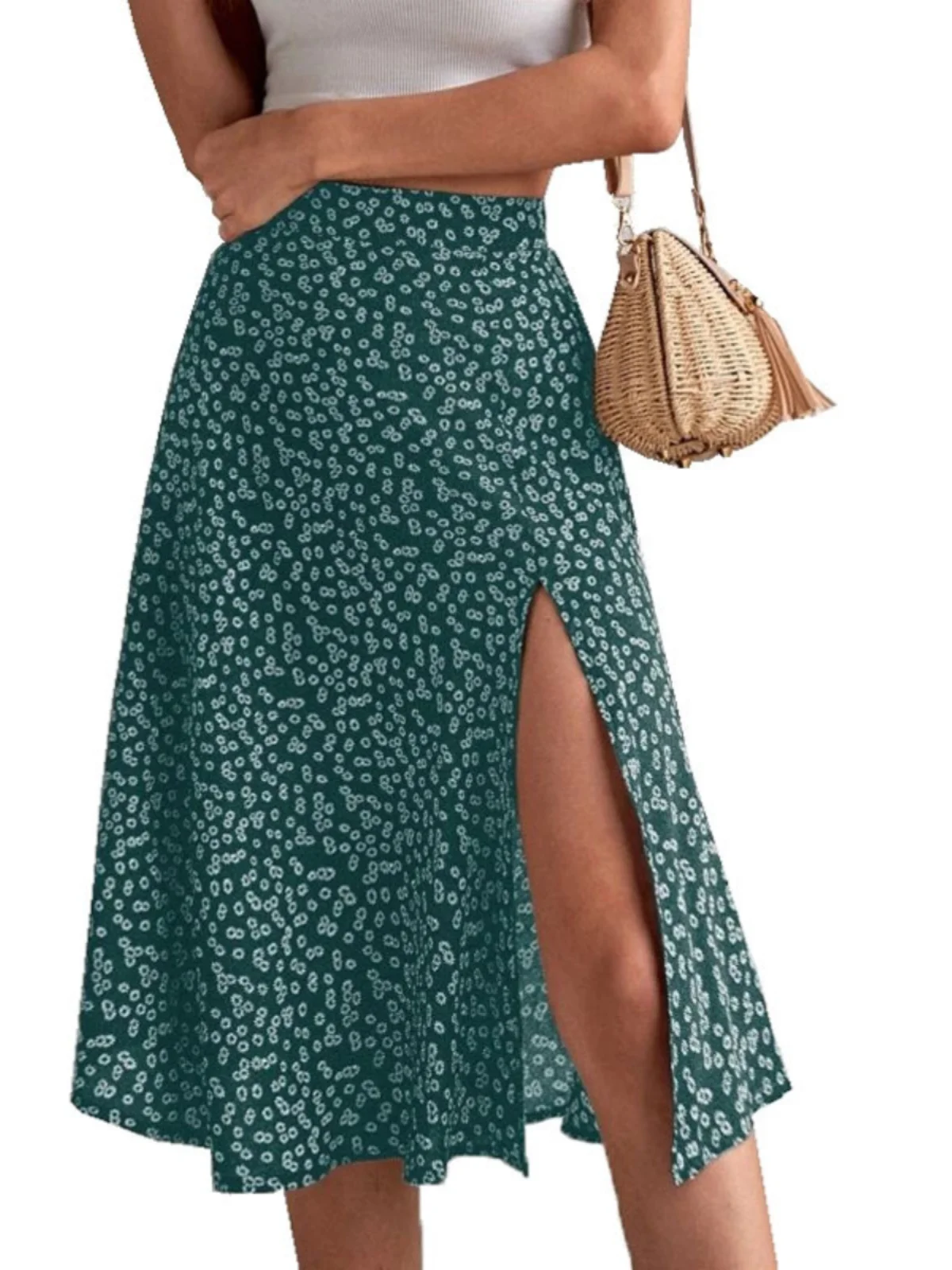 

Юбка-хип-юбка трапециевидной формы с цветочным принтом. Юбка-миди с разрезом. Юбка-миди с принтом. Юбка из полиэфирного волокна.