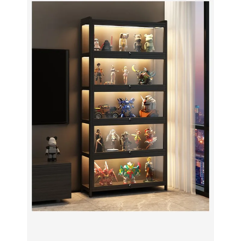 Acrylic Display Cabinet with Light and Lock Figure Model Toy Trophy Multifunctional Multi-layer Goods