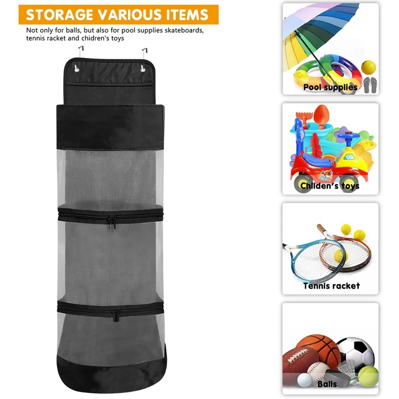 Basketball Hanging Bag Over The Door Hanging Sports Equipment And Ball Storage, Garage Sports Equipment Organizer image 5