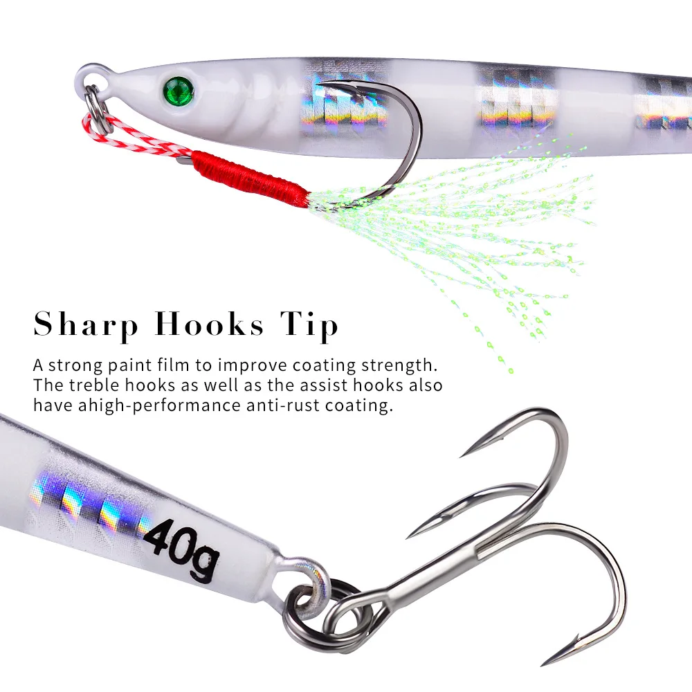 1Pieces Slow Long Metal Jig Fishing Lure 14g-17g-21g-28g-40g-60g Cast Jigging Spoon Artificial Shore Fish Bait Sea Bass Fishing view 2