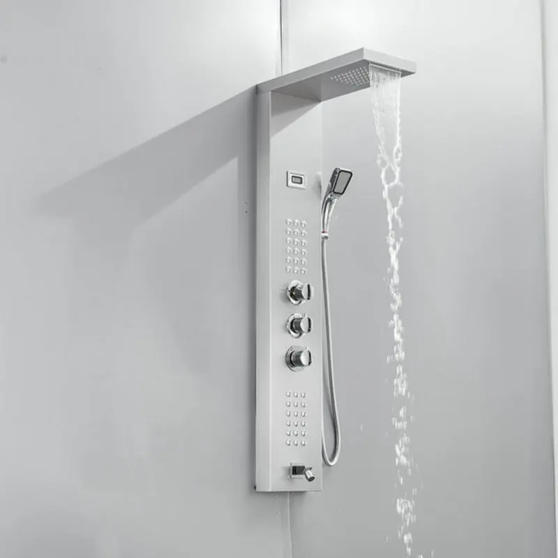 Brushed Finish Stainless Steel Outdoor Shower Panel Garden Beach Shower Column Pool Shower with Massage Jets