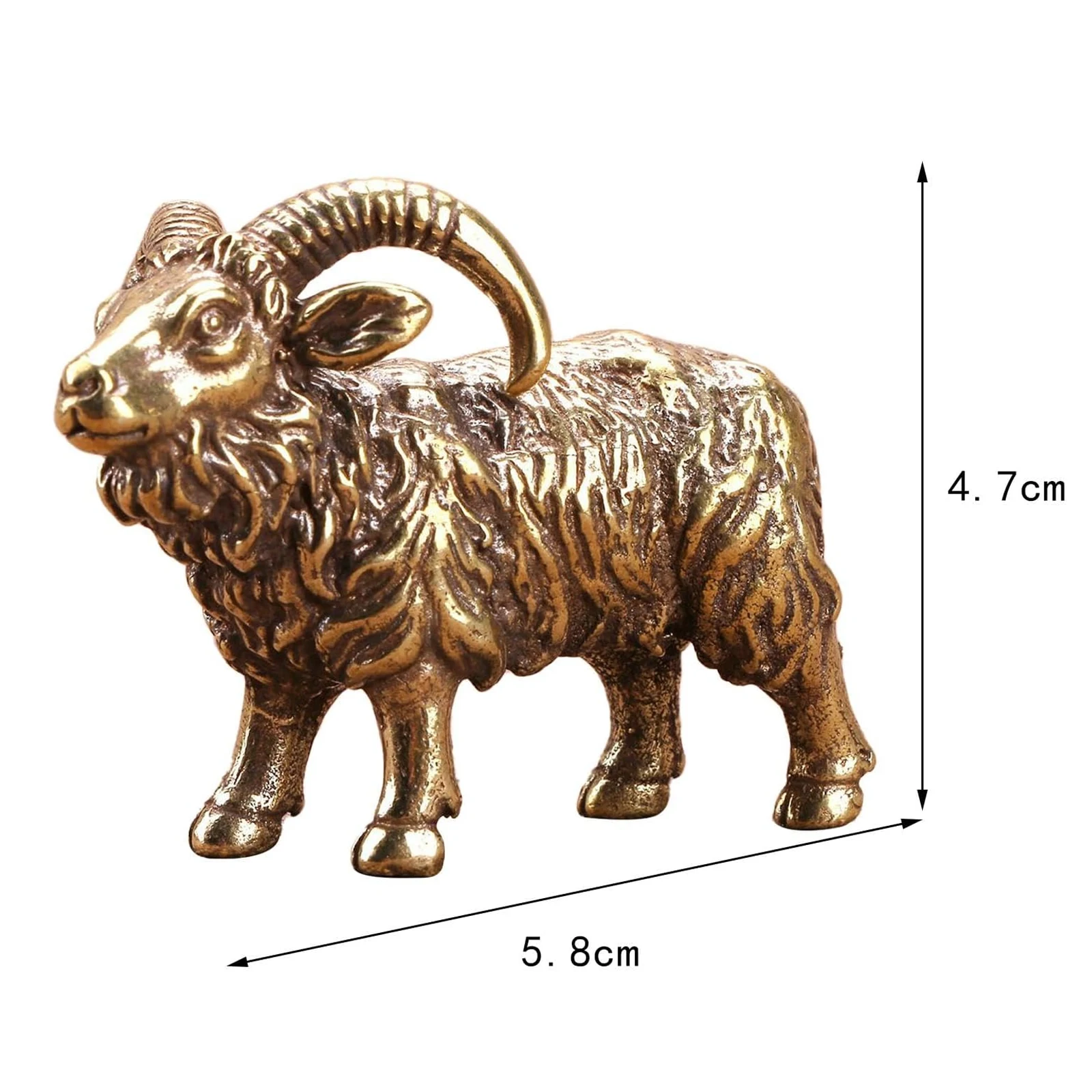 Brass Goat Statue, Decorative Statue, Collectible Creatures Statue Sculpture, Home Decoration Mini Animal Figure for Study Room