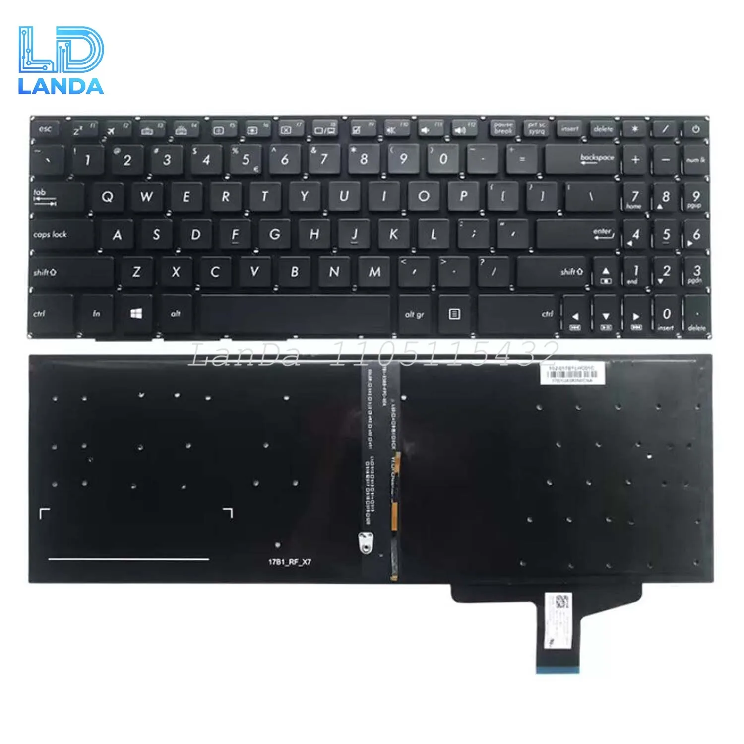 

Клавиатура для ASUS M580 N580/V/VD/G FX570 F570U NX580V NX580VD, черная, США, с подсветкой