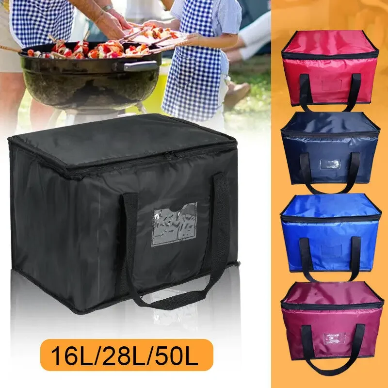 16L/28L/50L Food Delivery Insulated Bags Pizza Takeaway Thermal Warm/cold Large Bag Ruck Cooler Drink Carrier Folding Bag