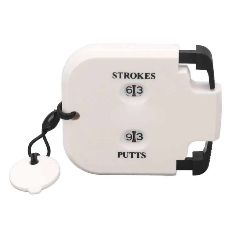 Golf Score Counter Plastic 2 Digits Stroke Putts Counting Clicker With Auxiliary Zeroing Function For 2 Players White Body Black