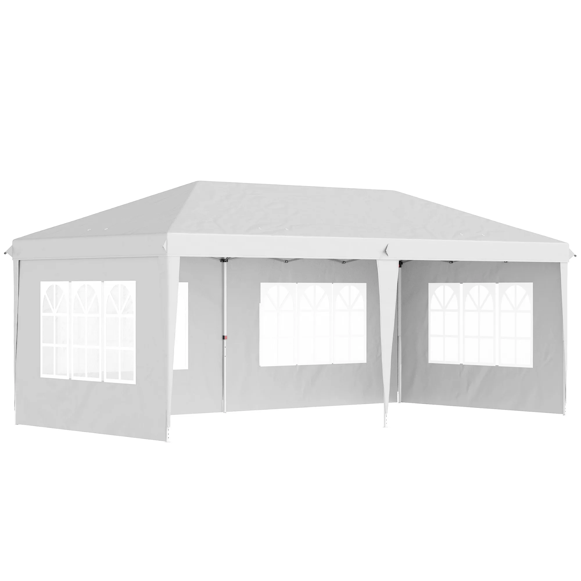 Outsunny Tonnelle de jardin extérieure pop-up pliante - tente de réception - 3 x 6 m - pavillon chapiteau barnum - 3 cotés démontables - piquets d'ancrage au sol + sac de transport inclus blanc
