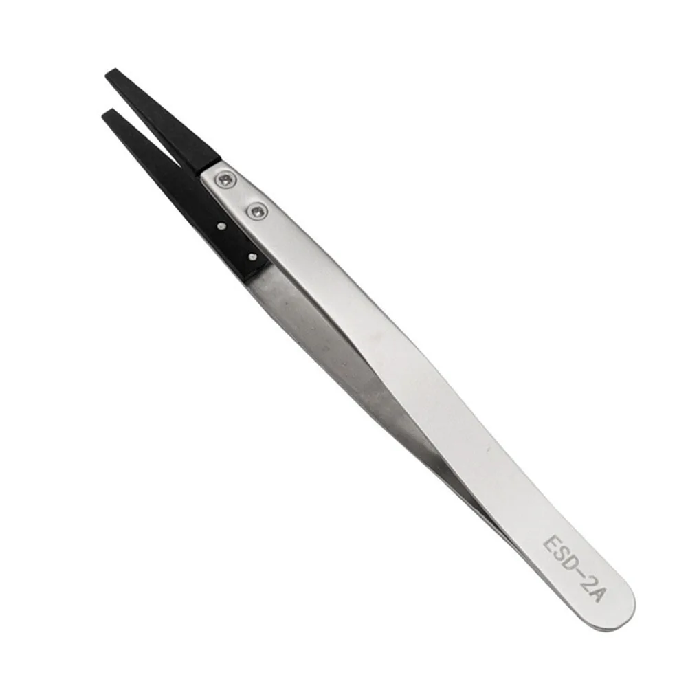 Anti-static Tweezers Industrial Tweezers 1pcs Curved Straight Metal Precision Tweezers Industrial High Quality Practical