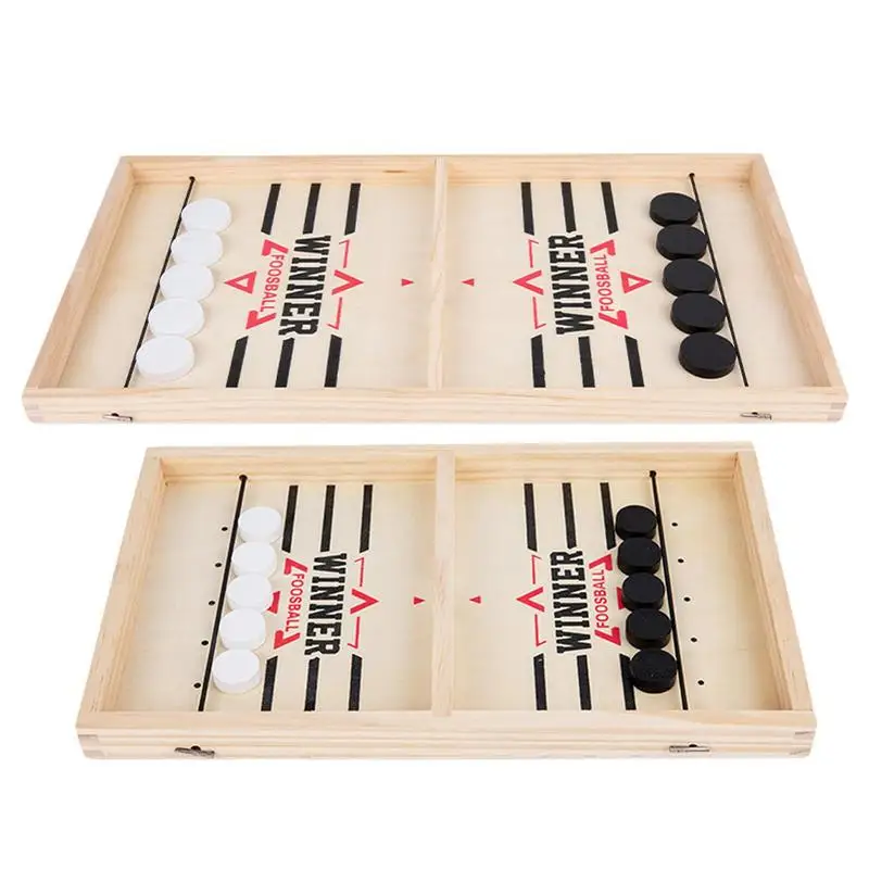 

1 Set Fast Sling Puck Game Wooden Table Hockey Winner Games Interactive Chess Toys For Adult Children Desktop Battle Board Game